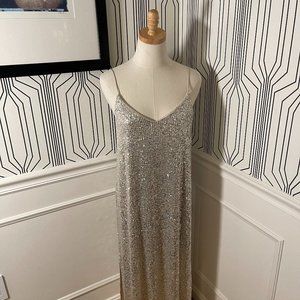 RIVER ISLAND l Addison Champagne Sequin Slipdress l Size 8  l NWT